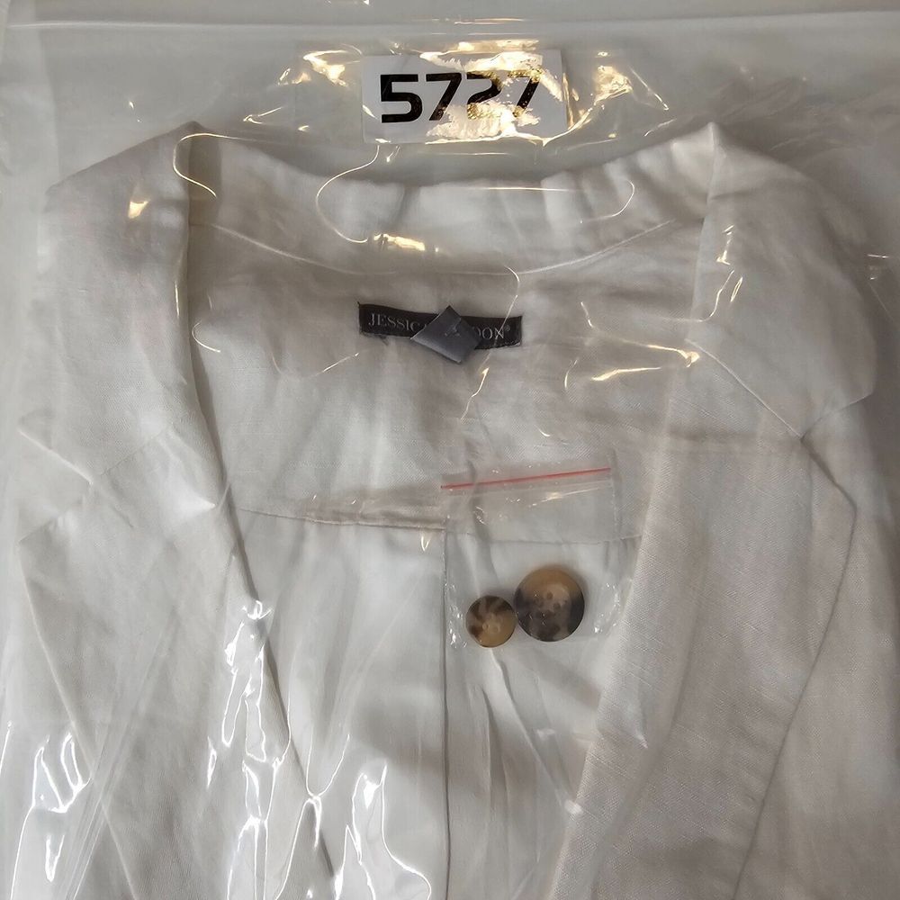 Jessica London Womans Lined Button Up Linen Blend Blazer White Plus SZ 22W NWOT - Picture 11 of 11